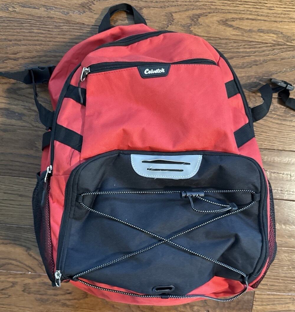 Celvetch Basketball Backpack Red Black Shoe Ball Sports Bag